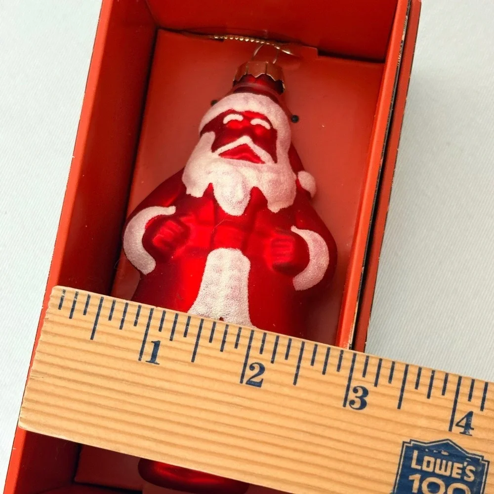 John Derian Target Santa Ornament Red New Glass Flocked Vintage Style Holiday